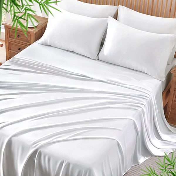 BYSURE Cooling Quick-Dry Bed Sheets Set 6 Pieces(White, King), 30-Seconds