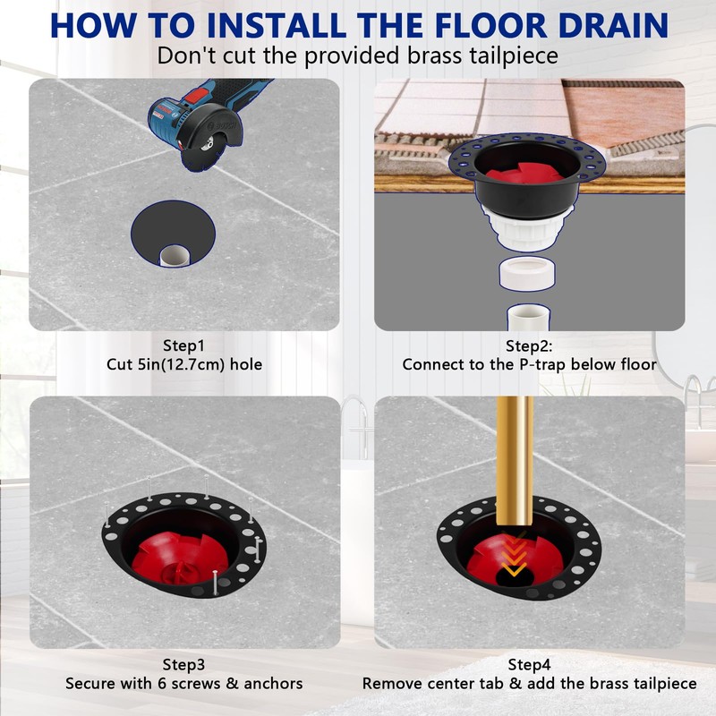 Freestanding Tub Drain Rough-in Kit with PVC Adapter, Bathtub Drain