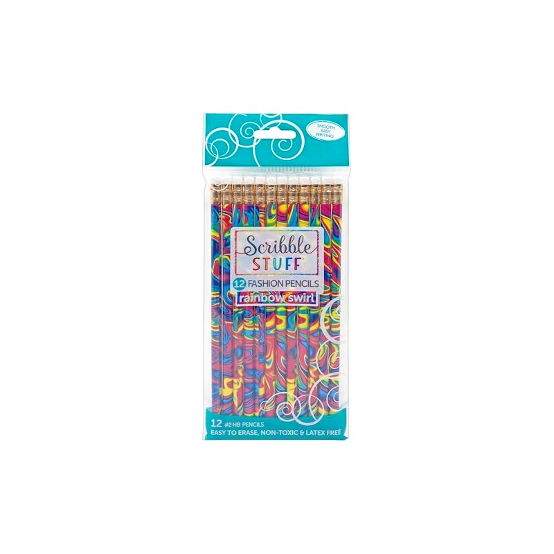 Scribble Stuff Fashion Pencil Pack, Rainbow Swirl Edition, Unsharpened, Back
