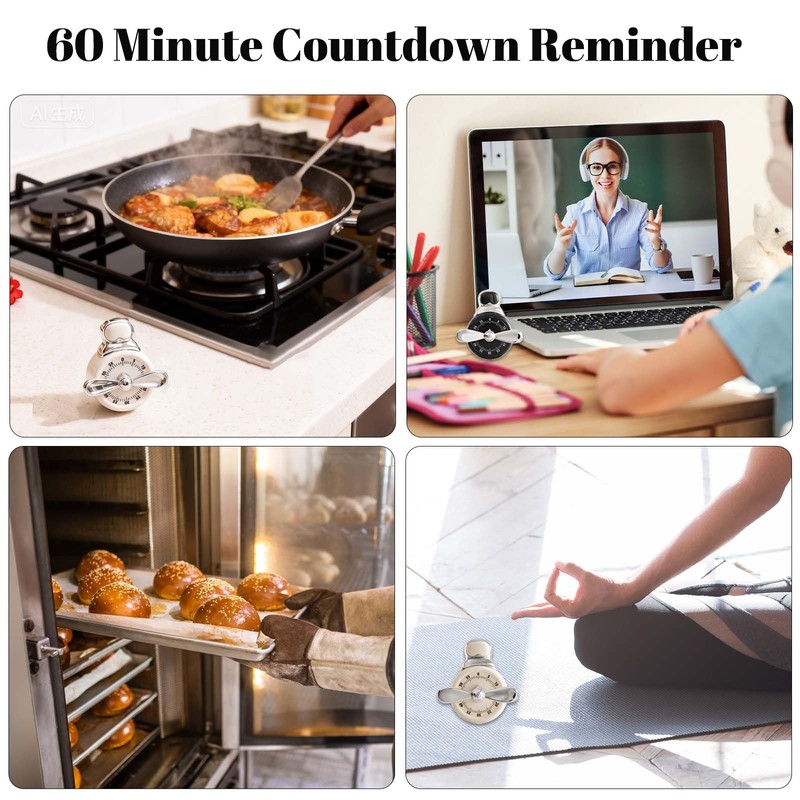 60 Minute Mechanical Loud Sound Timer - Battery Free, Manual