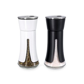 Aelga Farmhouse Salt and Pepper Shakers - Salt Shaker with Adjustable Pour Holes for Himalayan, Kosher, Black and White