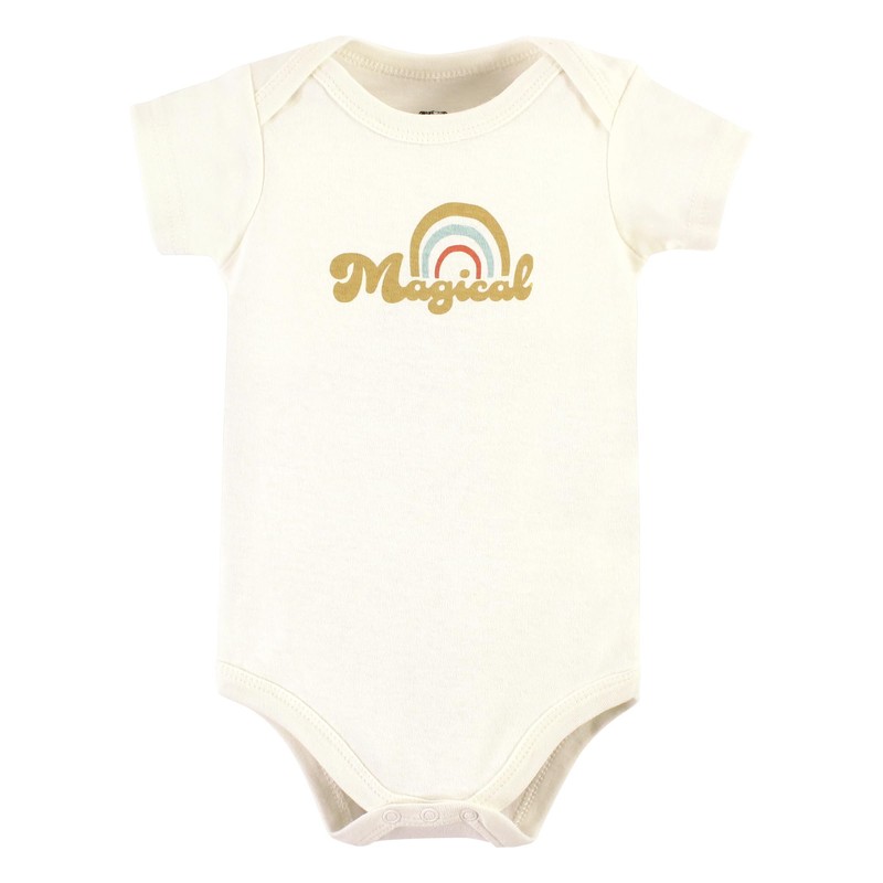 Hudson Baby Unisex Baby Cotton Bodysuits, Magical Rainbow 3-Pack, 0-3