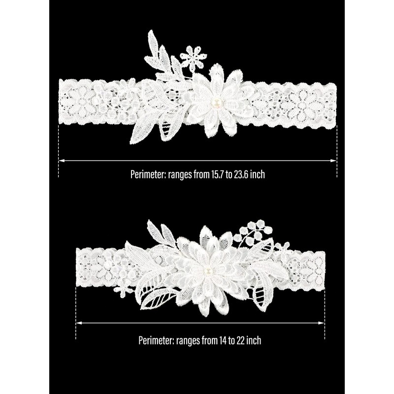 2 Pieces Wedding Garters Daisy Lace Bridal Garter Hand Sewn