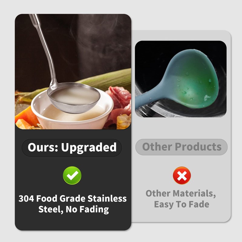 Newness Soup Ladle, [Rustproof, Heat Resistance, Integral Forming] Resilient 304