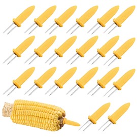 20 PCS/Set Corn on The Cob Holders,Stainless Steel Corn Cob Holder Barbecue Corn Prongs Skewers Interlocking Double Fork for BBQ Camping Outdoor Kitchen Tool