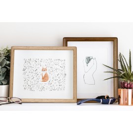 ECLSDL 11x14 Picture Frame Horizontal Vertical Display Photos 5x7/8x10 with Mat or 11x14 without Mat Made of Solid Natural Oak Wood with Real Glass Table Desktop Standing Wall Mounting Gallery Poster