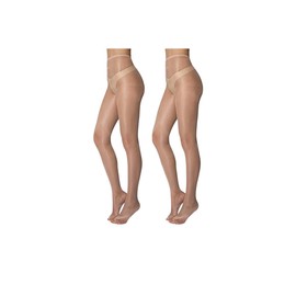 Sheer Glossy Pantyhose, 15 Denier, Pack of 2, Nude High Shine