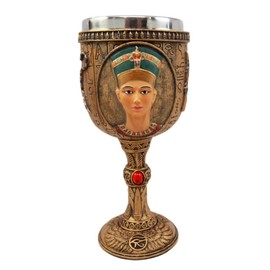 Atlantic Collectibles Ancient Egyptian Pharaoh Queen Nefertiti 6oz Resin Wine Goblet Chalice With Stainless Steel Liner
