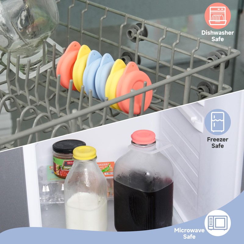 Purekra 6 Pack Silicone Glass Bottle Replacement Caps, 48mm Diameter