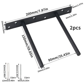 NAHUAA 2 Set Regalträger Schwarz Versteckte Regalhalterung