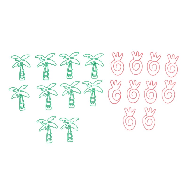 100pcs Paper Clips Portable Mini Electroplating Green Tree Pink Strawberry