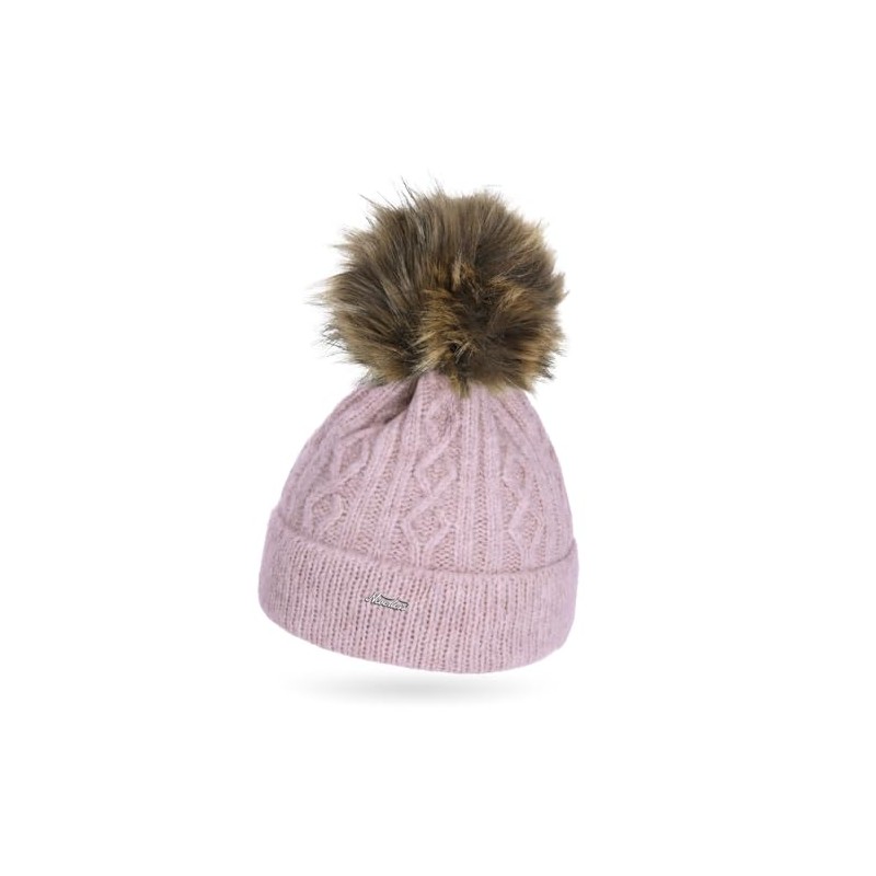 Neverless® Women's Knitted Hat without Lining Fur Pom Faux Fur