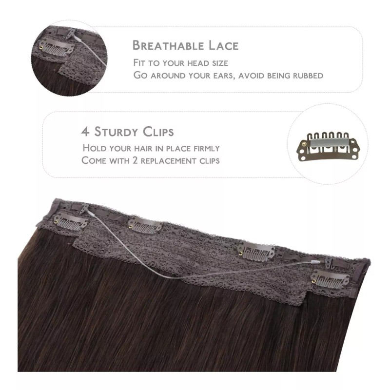 Wennalife Extensiones Cabello Natural Marrón Oscuro Claro 14in 75gr