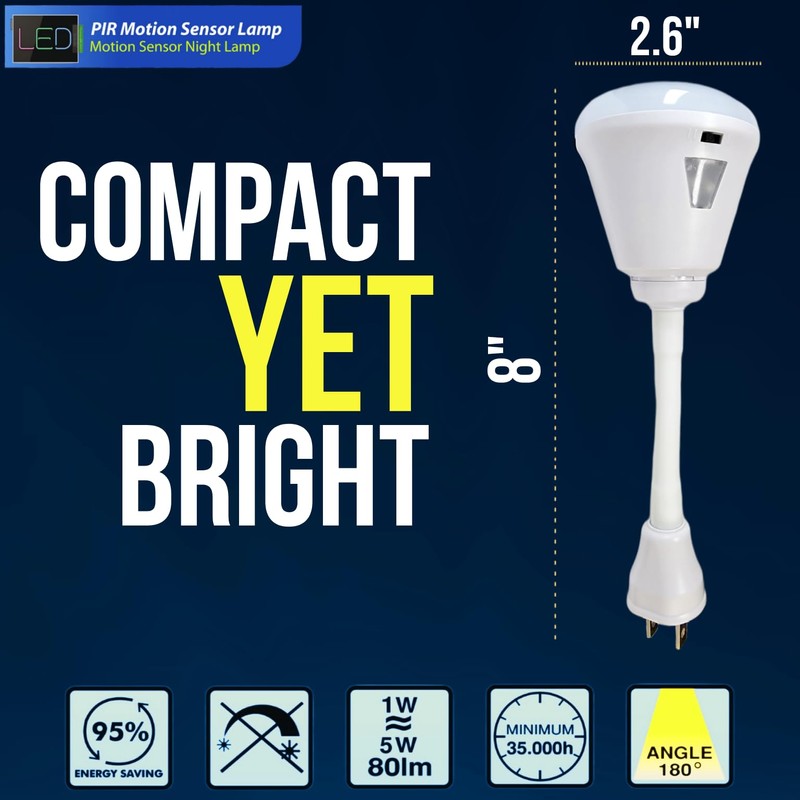 MaxFagell Motion Sensor Bright LED Night Light 6W 6500K Plug