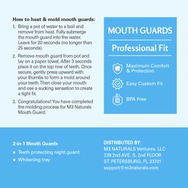 Dental Mouth Guards for Clenching – Custom Fit Nighttime Protection Guard for Sleeping for Adults & Kids – Includes 4 BPA-Free Guards & 1 Case by M3