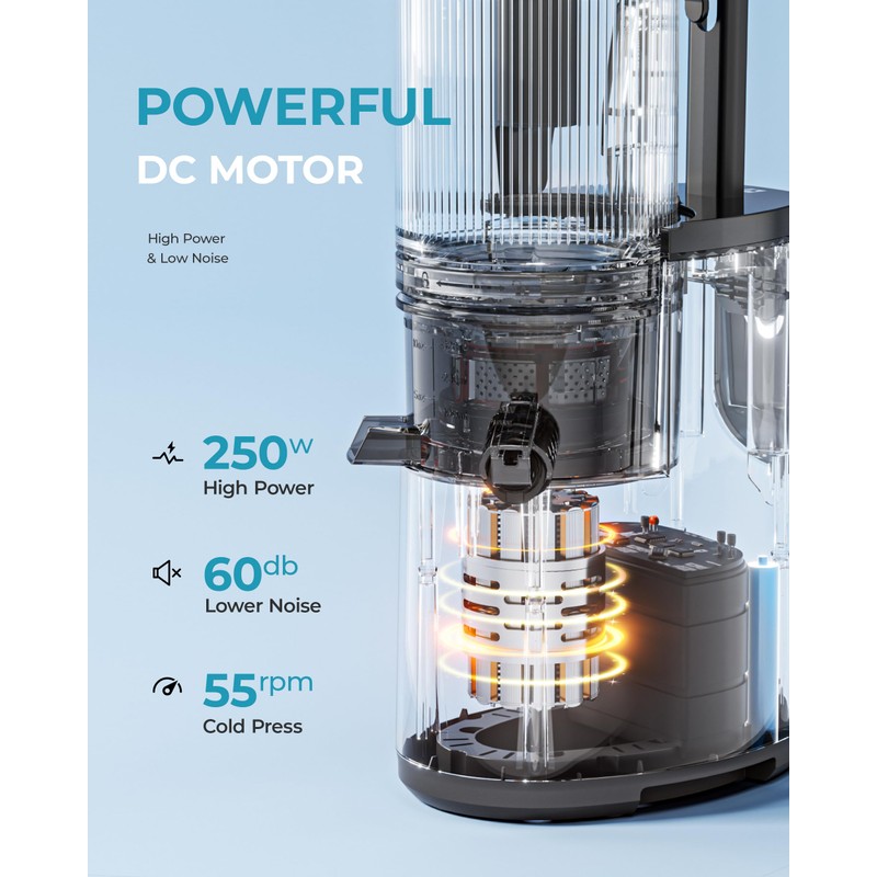 Cold Press Juicer, EUHOMY 5.5" Extra Large Feed Chute Slow