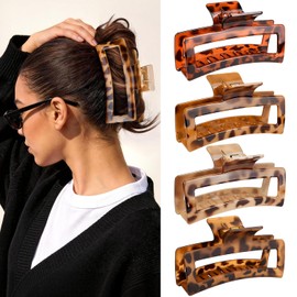 Hair Clip Large 13 cm, Hair Clip Non-Slip Hair Clips Women's Claw Clip Hair Clip Extra Large Hair Clips for Thick Hair Long Hair (Leopard Print Colour)
