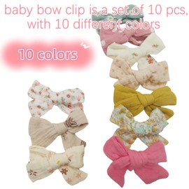 KAQIYO 10 PCS Baby Girl Hair Clips, Hair Bows for Girls Toddler Babies Kids Baby, Alligator Clip Hair Accessories for Babies Infant Toddlers Kids (Style-1)