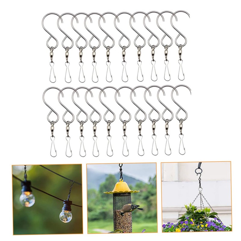 ULTECHNOVO 20pcs Stainless Steel Swivel Hooks Clips for Hanging Wind