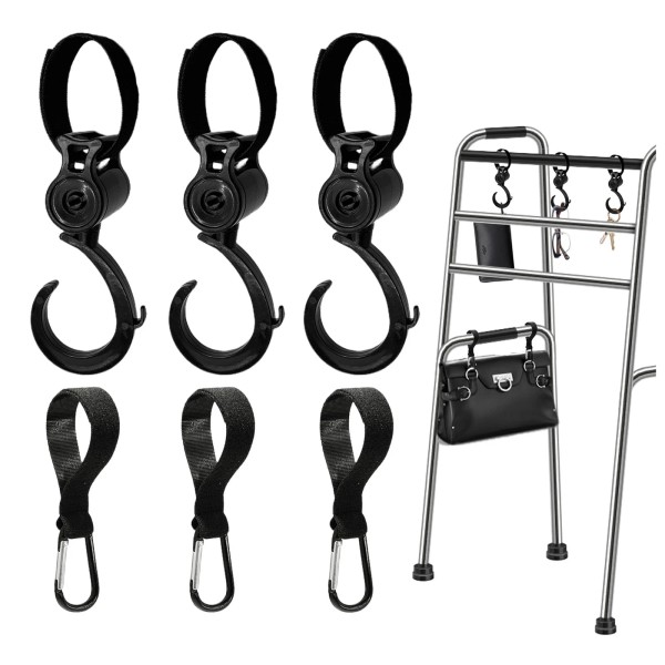 Jugeozhi 6Pcs Hooks for Walker Rollator Wheelchair Stroller Basket Ttray