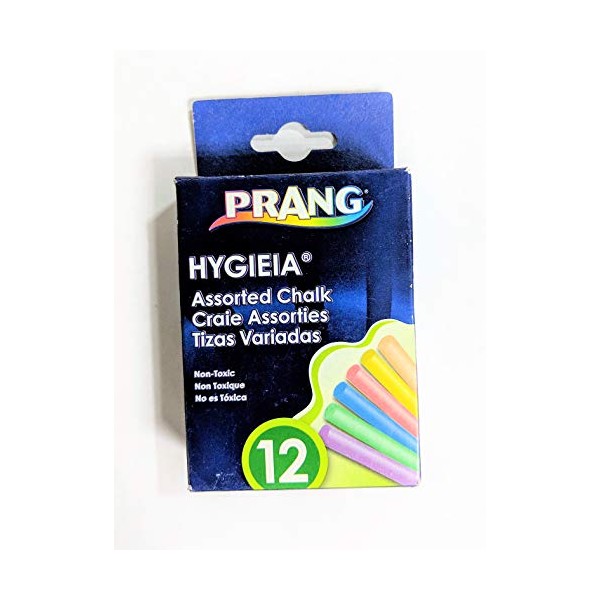 Prang Hygieia Chalk, 3.25 x 0.375 Inch Chalk Sticks, 12 Count, Assorted Colors (8 Pack)