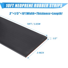 Adhesive Rubber Strips Neoprene Rubber Sheets, Rolls & Strips with Adhesive Backing Rubber Pads Self Stick Seal Rubber Gasket Adhesive Back for Matting Padding - 3" Wide x 1/5" Thick x 10' Long