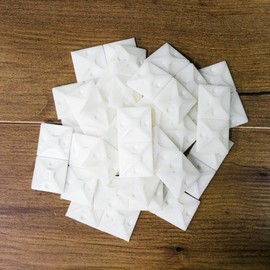 Large White, Adhesive Cable Zip Tie Base Mount 1" x 1" with Screw Hole 100 Pack