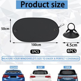 100 x 50 cm Sun Protection Rear Window Car, Sun Protection Car Baby, with 4 High Performance Suction Cups, Privacy Screen, Mesh Rear Window Trim, UV Protection Rear Window for Children and Pets