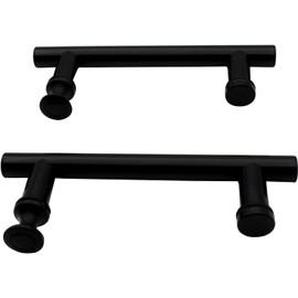 YUANQIAN Chrome ABS Shower Door Handle | 145mm (14.5cm) Hole to Hole (145-1pair Handle -Black)