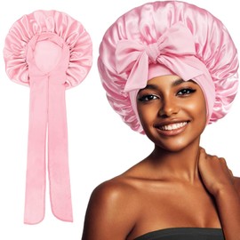 Bonnet Sleep Cap,SchlafmüTze,Bonet,Bonnet Seide,Haarhaube für Die Nacht,Haarhaube,Duschhaube (Rosa)
