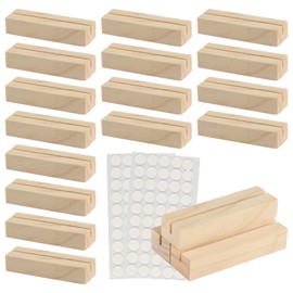 Jiujuda9 16 Pcs Wooden Place Card Holders for Tables, Table Number Holders Wooden Card Holder, Table Number Stands for Wedding Table Name Cards Menu Photo Number Pictures, with 2 Sheets Dots Stickers
