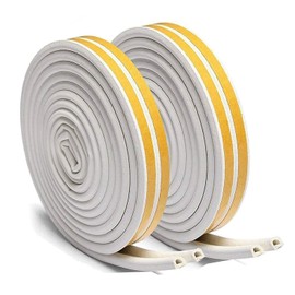 Sealing Tape Rubber Seal for Doors Windows Door Seal Window Gaps Anti-Collision Sealing Strip, D Profile in 2 Rolls Total 16 Metres, White