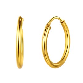 ChicSilver Gold Hoop Earrings For Women 15mm Small Circle Earring Hypoallergenic Minimalist Jewelry