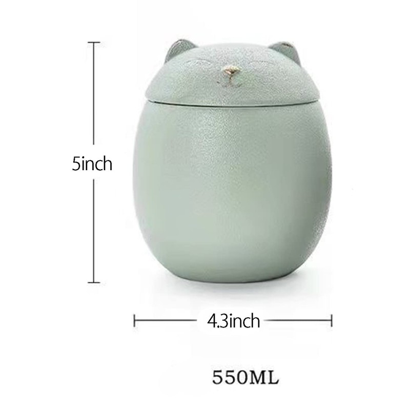 Mozacona Ceramic Jar Embossed Cat Candy Dish Sugar Bowl Storage