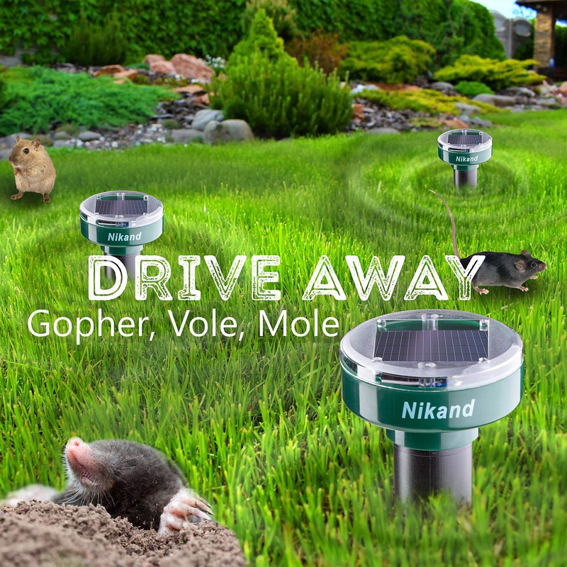Gopher Repellent Ultrasonic Solar Powered - Mole Repellent Stakes Outdoor