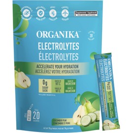 Organika Electrolytes Powder- Cucumber Pear Sachets- On the Go Hydration and Electrolyte Replenishment 3.5g x 20ct