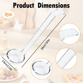 5 Pcs Clear Small Ladle 7.8 Inches Long Handle Ladles for Serving Spoons Punch Bowl Spoon Mini Plastic Ladle for Serving Dressings Fruit Juices Cocktail Party Catering (Clear)