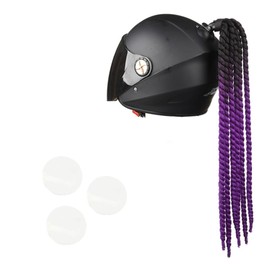 Motorcycle Helmet Braids, 21.6 Inch Ramp Motorcycle Helmet Ponytail Helmet Braids Braided Multicoloured Dazzle with Suction Cup for Decorating Any Helmet (Helmet Not Included)
