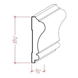 EWCH11 Colonial Chair Rail 2-3/4" Tall x 3/4" Trim Moulding. Unfinished, Poplar, 94"