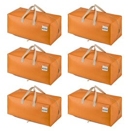 VENO 6 Pack Moving Bags w/Backpack Straps, Heavy Duty, Moving Boxes Alternative, Packing Supplies, Large Storage Totes for Dorm Room Essentials with Zipper (Seasonal Autumn Orange, 6 Pack)
