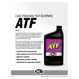 BG Low Viscosity Full Synthetic ATF PN 315 with Pocket Screwdriver (Automatic Transmission Fluid)