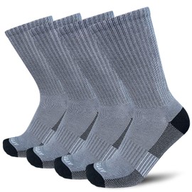 APTYID Men's Moisture Wicking Cushioned Crew Work Boot Socks, Size 9-12, Dark Grey, 4 Pairs