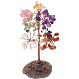 MINA HEAL Crystal Gemstone Money Tree for Chakra Healing Feng Shui Good Luck, Wealth and Prosperity