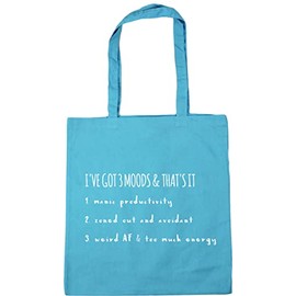 Hippowarehouse I've got 3 moods and that's it - manic zoned out weird Tote Shopping Gym Beach Bag 42cm x38cm, 10 litres