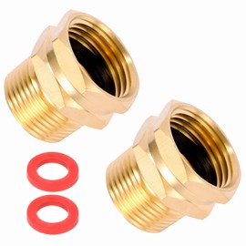 2 Pack Brass Garden Hose Adapter, 3/4" GHT Female x 3/4" NPT Male Connector,GHT to NPT Adapter Brass Fitting,Brass Garden Hose to Pipe Fittings Connect