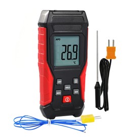 Digital K Type Thermometer with Two Thermocouple Probes, -328°F~2501°F Single Channel Thermocouple Thermometer HVAC Temperature Meter with Backlit LCD Display Max/Min, Data Hold