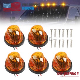 Cahuczlhoz 5Pcs for 73-87 Chevy GMC C/K Series Roof Top Cab Lights Amber Marker + 194 LED