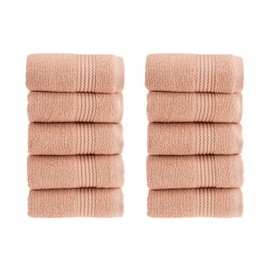 HALLEY Turkish Cotton Towels (Pack of 10) Washcloths Super Soft Highly Absorbent 100% Cotton Fingertip Towels for Bathroom and Kitchen for Mother’s Day (Peach)