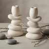 Faux Pebble Candlestick Holders Set of 2, Modern Candle Stick
