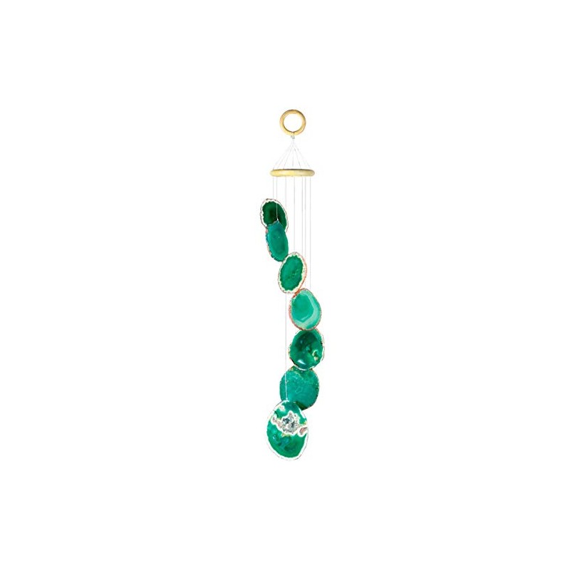 KYEYGWO Green Agate Discs Geode Wind Chime Sun Catcher Crystal
